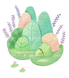 灌木丛  - 源文件下载【酷图网】灌木丛,绿植,小林,院子,插画