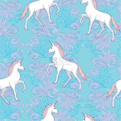 分离着色,独角兽,彩虹,四方连续纹样,可爱的,白色,粉色,幻想,纺织品,云