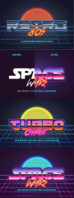 80年代复古插画风格文本文字效果【ai】 - 源文件