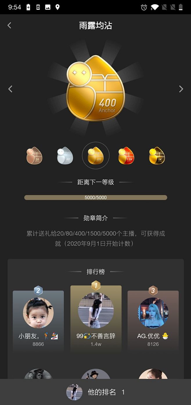 花椒直播、勋章、雨露均沾