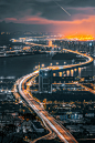 城市建筑夜景风光·广深沿江高速摄影照片