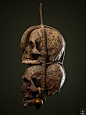 Dayak Skulls Trophy - realtime asset, Georgian Avasilcutei : I've started this asset for a challenge hosted by a fellow streamer(SirDigitalBacon). 25 days after the deadline I actually managed to finish it. It is inspired by the head trophy created by the