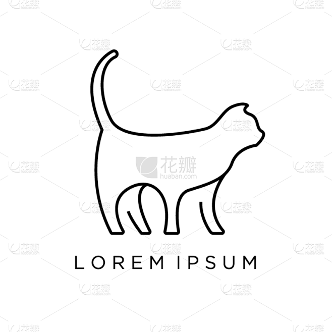 品牌名称,线条画,轮廓,猫,黑色,高雅,...