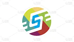 创意多彩的圆形字母S设计符号