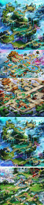 游戏美术 原画CG游戏地图素材 高清Q版45度游戏地图场景10张