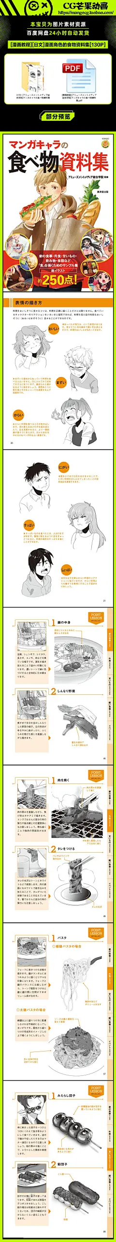 漫画人物的食物插图 动漫线稿 食物绘画 参考素材 手绘速写临摹-淘宝网