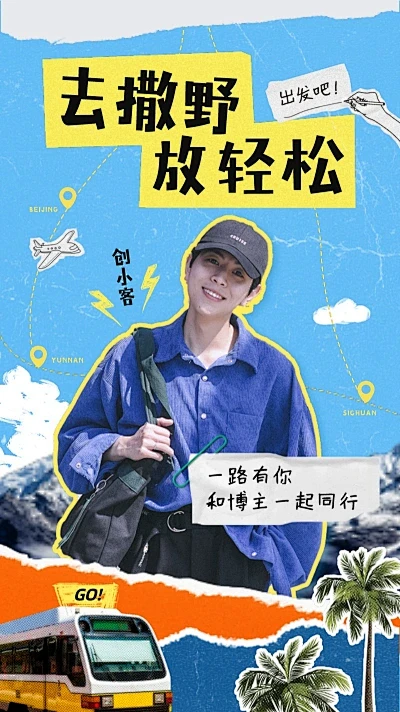 复古拼贴风旅游攻略竖版视频封面