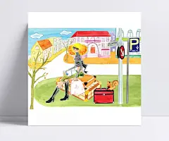 坐在行李箱上的女孩子简约时尚插画|PSD分层素材,PSD素材,绘画设计,卡通人物,漫画人物,人物插画,手绘人物,水彩插画,卡通漫画人物,企业漫画人物,卡通人物,PSD分层素材,PSD素材