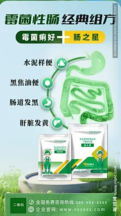 绿色自然肠道组合海报