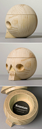 全球工业设计松木造的头骨盒子，送给医学朋友的好礼物。