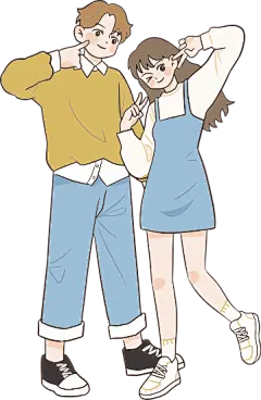 漫画风人物插画-情侣