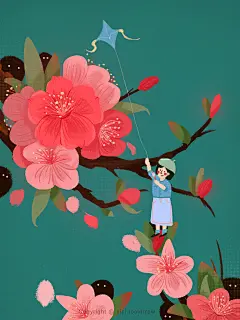 2021年月历-三月_CiCi偷猫肉__插画师作品_涂鸦王国gracg.com