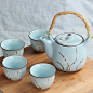 日式手绘梅花茶具 陶瓷茶具套装 整套茶具 茶壶茶杯瓷器 送礼佳品