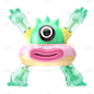 卡通感3D元素怪兽元素