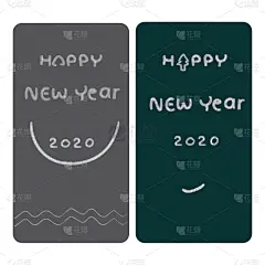2020,贺卡,简单,矢量,字体,可爱的,新年前夕,商务,背景分离,粉笔
