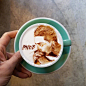 精美的咖啡拉花二次元绘画图片