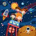 卡通可爱儿童宇宙太空探索星际畅想宇航员火箭航天插画ai设计素材-淘宝网
