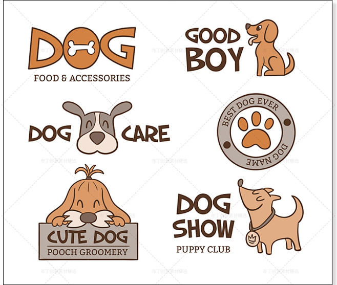 字体素材矢量宠物LOGO设计素材狗图标可...