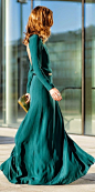 Green Open Back Gown 2015 by Ms Treinta: 