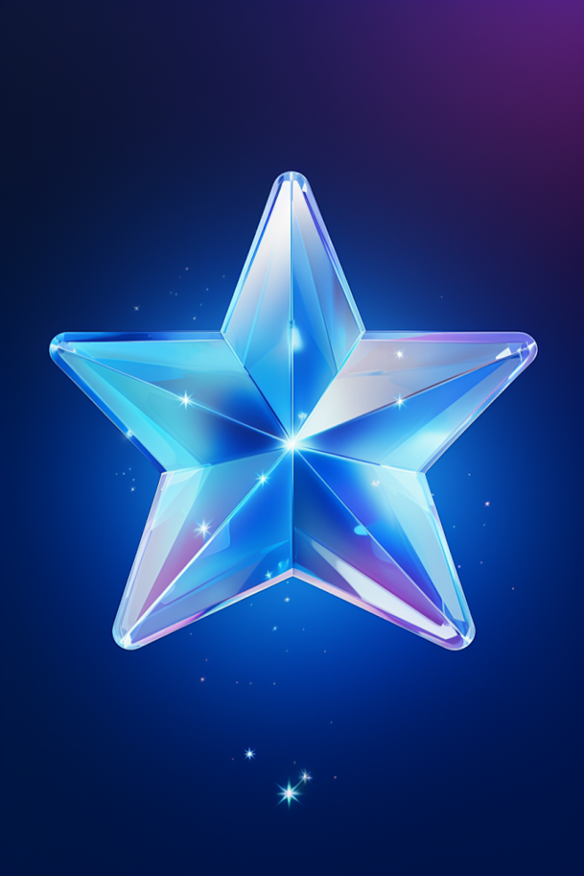 清晰玻璃材质对称蓝色发光星星素材图片