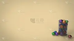 圣诞树颜色装饰球在棕色的背景3d渲染图像