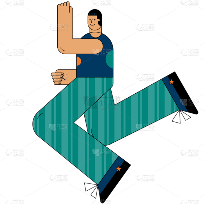 手绘夸张人物插画-男生