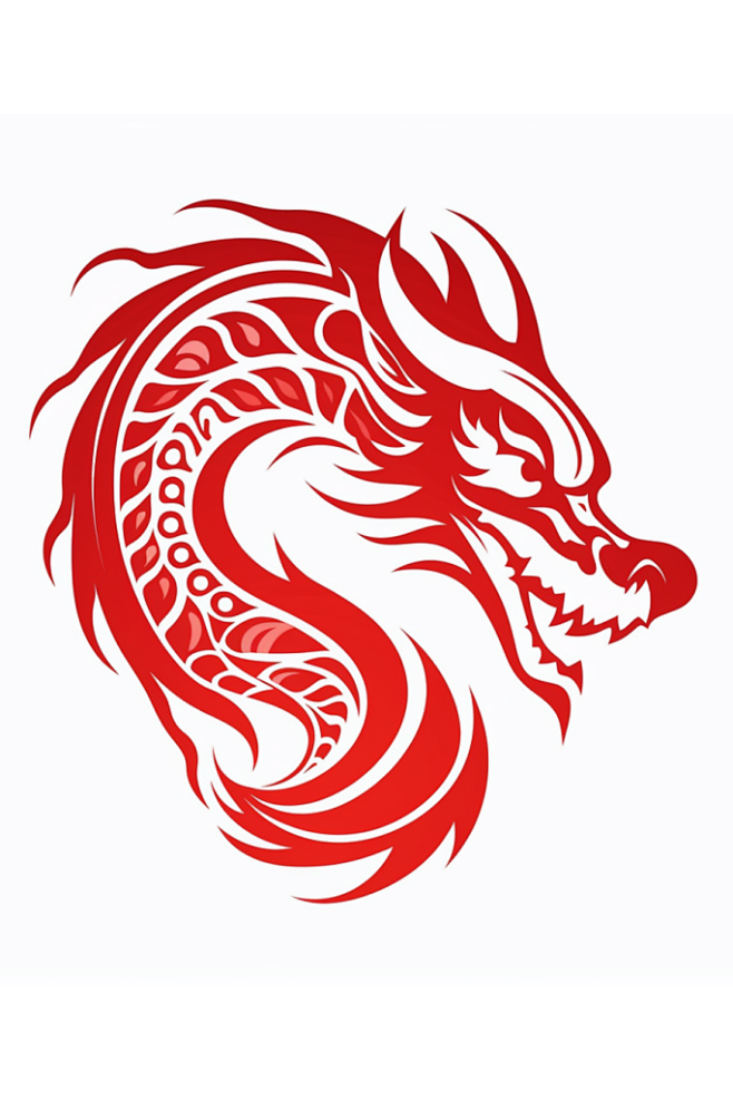 龙纹剪纸龙中国传统十二生肖龙年插画元素