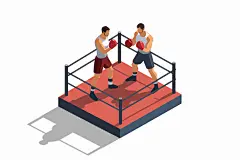 扁平风体育场运动微缩沙盘插画