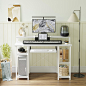 Amazon.com: CubiCubi Computer Desk with Keyboard Tray, 47 Inch Office Desk with Monitor Stand and Storage Shelves, Music Studio Desk Workstation, Work Table for Home Office, Black : Home & Kitchen