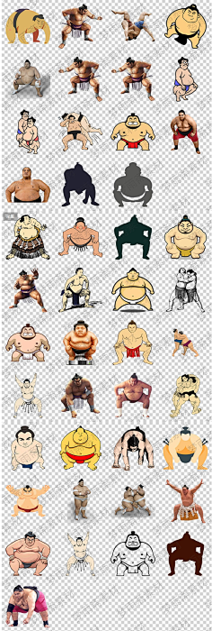 com433号日本和风古代江户浮世绘相扑鸟兽图腾纹样图案矢量设计素材