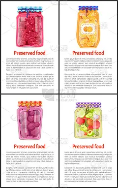 一套水果或蔬菜腌制食品海报