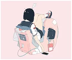 插画师daisukerichard的少女人物插画 ​​​