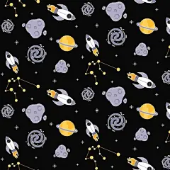 手绘卡通太空星空主题印花插画图案花纹矢量图设计素材