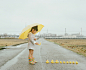 日本超萌小女孩公路摄影图片
