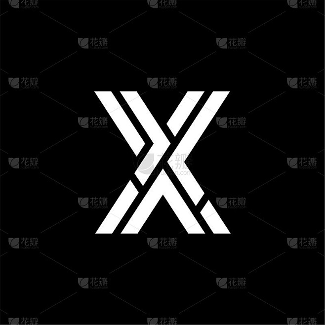 矢量双线切割标志字母X