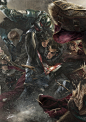 INJUSTICE 2 (details), Alexander Lozano : The original plan was to release 5 panels (one panel every two weeks) over a certain period before the whole illustration was shown as a 360degree panorama:
https://m.facebook.com/injusticegame/photos/a.3905527343