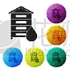 蜜蜂,蜂箱,分离着色,计算机图标,黑色,白色,可爱的,农业,野生动物,食品