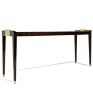 This classic serving console table is manteled in bleached goatskin with a polished high-gloss topcoat and accented with small brass-clad handels on the top edges.  Color on picture: Color: Brown Topcoat: Polished high-gloss  Available Colors: Available i