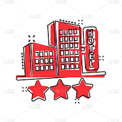 小旅馆,住宅房间,建筑外部,商务,绘画插图,卡通,酒店,矢量,标志,三个物体