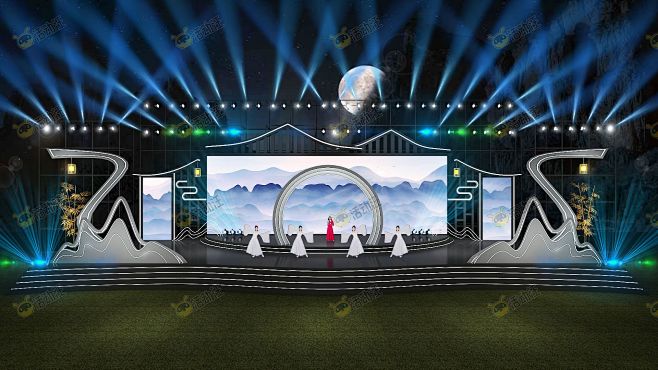 文化节主视角活动舞台舞美3d效果图