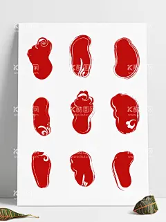 中式云纹  - 源文件下载【酷图网】中国风,中式,云纹,祥云,装饰,红色,古典,复古,印章