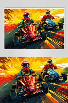 AI数字艺术卡丁车赛车插画