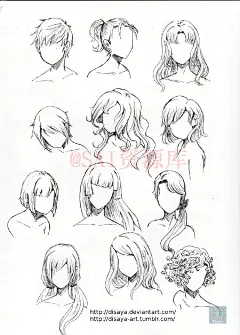 #设计秀# 动漫女性人物 100种发型设计素材！适合画原创的时候参考练习，帮你告别呆板发型~自己收藏，转需~ ​​​​