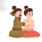 刮痧中医养生医疗人物插画