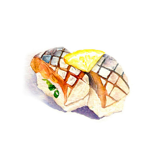 水彩美食寿司系列-雨萌水彩_水彩 美食_...