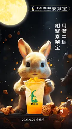 中秋节海报 AI海报 Midjourney 果茶中秋 奶茶中秋