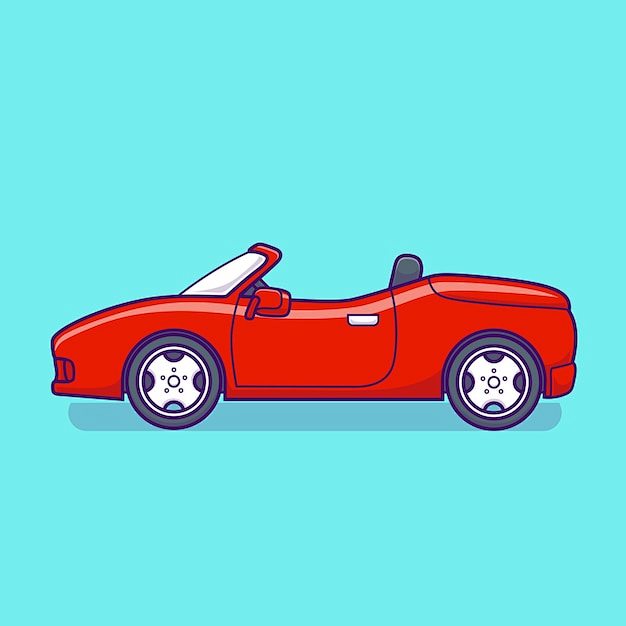 敞篷跑车汽车卡通插画矢量图设计素材