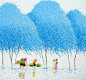 作品，作者是越南插画家Phan Thu Trang，第一眼看到这样的作品，感觉非常清新，作者处理大树的手法，简单却有创意，颜色安排非常出彩，看见这些颜色各异的大树