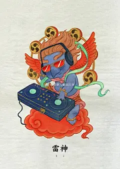 中国神兽摇滚乐队~ 
这是一个很有趣的结合：中国神兽和西方摇滚乐器。
设计风格参考了唐卡里的服饰和姿势。
cr：星明-CAFA
#指尖上的艺术##大美校园##突然间不火的网络梗# ​​​​