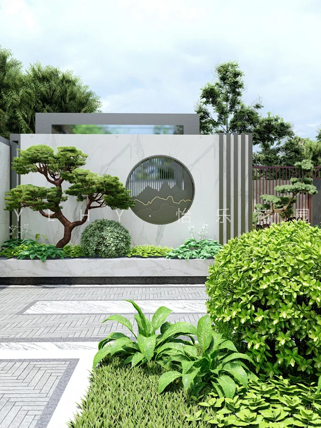 庭院设计|青岛150㎡新中式庭院，诗情画意-花瓣网